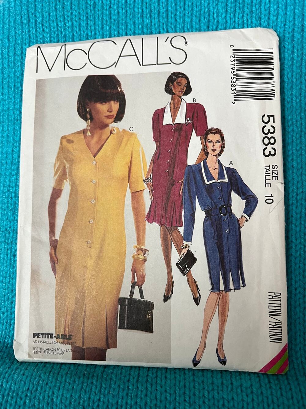 McCalls 5383 sewing pattern suit dress pleated skirt size 10